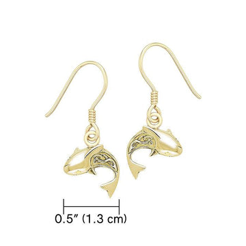 Celtic Shark Solid Gold Earrings GER029 - Jewelry